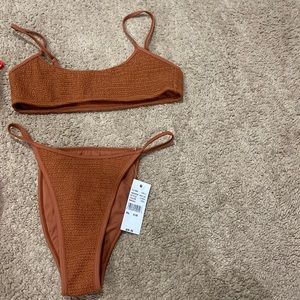 Brand new brown pacsun bathing suit NEVER WORN hygiene pads and tags still on